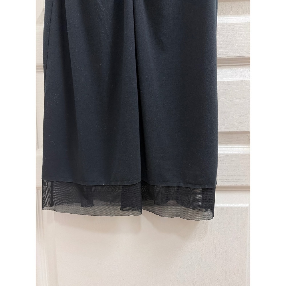 Guess‎ Collection Black Ruched Mesh Trim Midi Dress Sleeveless V-Neck Small Med - Picture 5 of 5